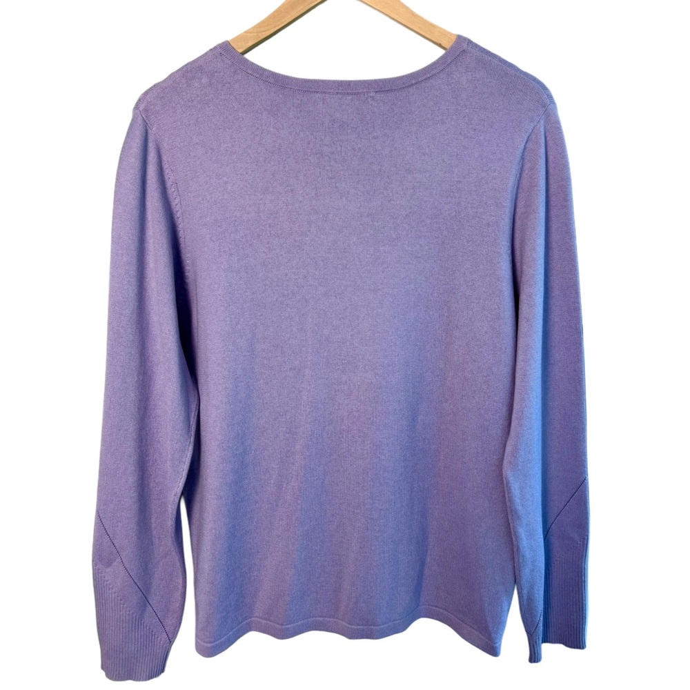 Pendleton Knit V-Neck Textured Knit Sweater | Lavender | Size LP - Picture 2 of 6